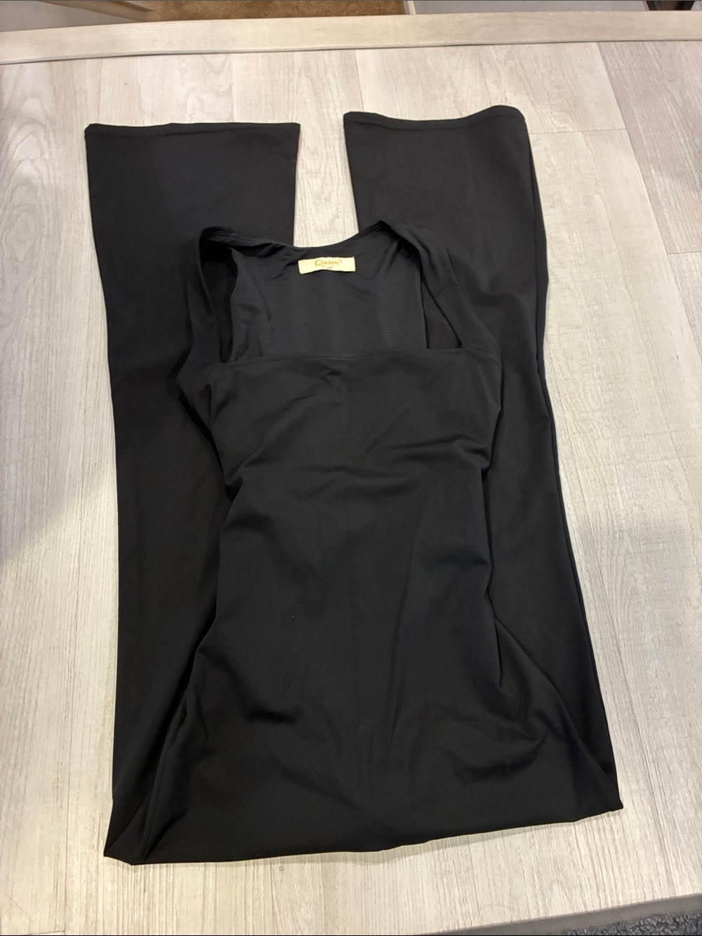 Black Square-Neck Wide-Leg Jumpsuit